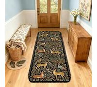 Tapis de couloir motif cerf, nature, bohème, léopard, oiseau, automne, noir, à poils courts en éponge, tapis rectangulaire qui ne perd pas ses poils pour cuisine, couloir, buanderie, entrée