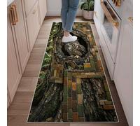 Tapis de couloir motif chouette rustique motif brique d'automne marron antidérapant doux et résistant aux taches pour cuisine, entrée, chevet, buanderie, 6,1 x 1,8 m