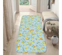 Tapis de couloir motif citron, motif floral d'été, feuilles oranges, jaune d'été, en éponge, tapis rectangulaire d'intérieur qui ne perd pas ses poils pour cuisine, entrée, buanderie, décoration de