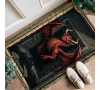 Tapis de couloir motif dragon, ombres de pierres sombres, Halloween, rouge, antidérapant, doux, résistant aux taches pour cuisine, entrée, chevet, buanderie, 61 x 0,9 m