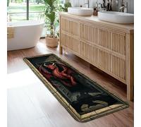 Tapis de couloir motif dragon, ombres de pierres sombres, Halloween, rouge, antidérapant, esthétique, rectangulaire, pour cuisine, entrée, chevet, porte, couloir, décoration 6,1 x 1,8 m