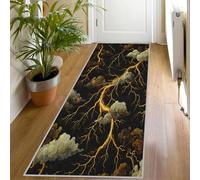 Tapis de Couloir Motif Foudre Doré, Long Doux Antidérapant 80x180 Carpet Cuisine Fantaisie Abstrait Lavable en Machine Tapis d'entrée Intérieur pour Couloir, Passage Poil Ras Rug Lm1225