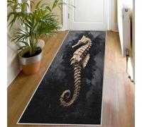 Tapis de Couloir Motif Hippocampe 60x240 Tapis de Passage Vintage Animaux Marins Extra Long Antidérapant Lavable, Carpet Interieur pour Cuisine Salon à Coucher Descente de lit Poil Ras Rug Hp828