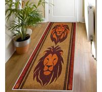 Tapis de Couloir Motif Lion, Long Doux Antidérapant 60x150 Carpet Cuisine Terracotta Animaux Tribal Lavable en Machine Tapis d'entrée Intérieur pour Couloir, Passage Poil Ras Rug, dS394