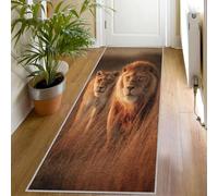 Tapis de Couloir Motif Lionne Lion Long Doux Antidérapant 70x200 Carpet Cuisine Animaux Sauvages Africaine Lavable en Machine Tapis d'entrée Intérieur pour Couloir, Passage Poil Ras Rug Jz747