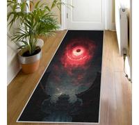 Tapis de Couloir Motif Mauvais Œil Rouge Tapis de Couloir Japonais Foncé Long 60x120, Antidérapant Lavable en Machine Passage Carpet D'entrée Salon Chambre Descente de Lit Poil Ras Rug Sw398