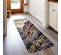 Tapis de couloir motif montagnes, nature, arbres rustiques, ciel, automne, terre terreuse, tapis rectangulaire d'intérieur à poils courts en éponge qui ne perd pas ses poils pour cuisine, entrée