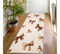 Tapis de Couloir Motif Nœud Papillon Brun Long Doux Antidérapant 60x150 Carpet Cuisine Rétro Lavable en Machine Tapis d'entrée Intérieur pour Couloir, Passage Poil Ras Rug O1182