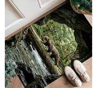 Tapis de couloir motif ours, nature, faune et forêt, ruisseau, vert, antidérapant, tapis à imprimé rectangulaire pour cuisine, couloir, buanderie, entrée, décoration 0,6 x 0,9 m