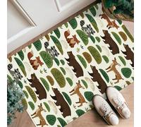 Tapis de couloir motif ours nature, raton laveur, renard automne, tapis rectangulaire à poils courts en éponge qui ne perd pas ses poils pour cuisine, entrée, buanderie, couloir, décoration de couloir
