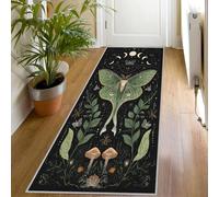 Tapis de Couloir Motif Papillon Boho 80x250 Tapis de Passage Astrologie Soleil Lune Extra Long Antidérapant Lavable, Carpet Interieur pour Cuisine Salon à Coucher Descente de lit Poil Ras Rug Fs583