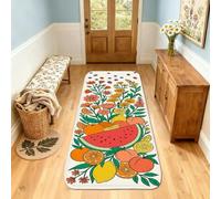 Tapis de couloir motif pastèque, fleurs vives, oranges, vert d'été, tapis rectangulaire antidérapant qui ne perd pas ses poils pour cuisine, buanderie, porte, entrée, décoration 0,6 x 0,9 m