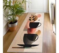 Tapis de Couloir Motif Tasses à Café Tapis de Couloir Abstrait Moderne Long 60x120, Antidérapant Lavable en Machine Passage Carpet D'entrée Salon Chambre Descente de Lit Poil Ras Rug Qt338