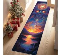 Tapis de Couloir Mystique Crâne Paysage Naturel Coucher de Soleil 80x300cm Tapis de Passage Lavable Boheme Montagne Paillasson Couloir AntidéRapant Doux Descente de Lit Chambrel Cuisine Salon
