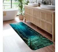 Tapis de couloir mystique en forme de ruines sous-marines, corail naturel, lumière du soleil, bleu sarcelle, antidérapant à motif de ruines pour la maison, la cuisine, la salle de bain, l'entrée, la