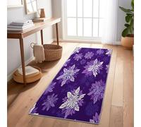 Tapis De Couloir Noël Flocons De Neige Paysages d'hiver Antidérapant Lavable en Machine Violet Tapis Long Étroit pour Entrée Cuisine Salon Chambre, Doux Et Confortable Surface Flanelle 80X200 Cm