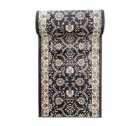 Tapis de Couloir Noir Oriental - Au Mètre - Décoration Parfaite pour: Entrée Salle de Séjour Cuisine ou Couloir - Collection EMIRAT de Carpeto - S L XL XXL - 80 x 400 cm