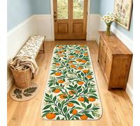 Tapis de couloir oranges, feuilles botaniques, fleurs printanières, vert printemps, éponge à poils courts pour la maison, tapis d'intérieur qui ne perd pas ses poils pour cuisine, chevet, entrée