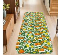 Tapis de couloir oranges, motif botanique, feuilles de citron, orange, antidérapant, tapis rectangulaire d'intérieur qui ne perd pas ses poils pour cuisine, entrée, chevet, buanderie, 6,1 x 1,5 m