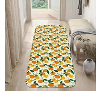 Tapis de couloir oranges, motif feuilles de citrons tropicaux, orange, antidérapant, ne perd pas ses poils pour cuisine, salle de bain, entrée, table de chevet, 0,6 x 1,8 m