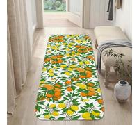 Tapis de couloir oranges, motif feuilles de citrons tropicaux, vert d'été, antidérapant, pour intérieur, tapis rectangulaire qui ne perd pas ses poils pour cuisine, chevet, entrée, couloir, décoration