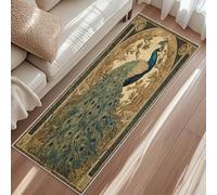 Tapis De Couloir Paon, Tapis De Cuisine Exotique Rétro Vigne Fleur, 50x120cm Carpet pour Interieur Chambre Hall Passage D'entrée Rugs Buanderie Lavable Antiderapant Poils Ras