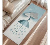 Tapis De Couloir Parapluie, Tapis Cuisine Éclairs Nuages Gouttes De Pluie, 50 x 150cm Antidérapant Poils Ras Lavable en Machine Carpet pour Passage Buanderie Balcon Rugs
