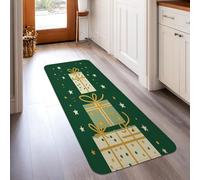 Tapis de couloir pour coffrets cadeaux de Noël, étoiles festives, nœuds de Noël, vert, antidérapant, tapis d'intérieur qui ne perd pas ses poils pour cuisine, porte, entrée, décoration de chevet, 0,6