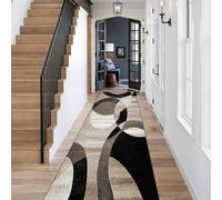 Tapis de couloir pour couloirs, 150 cm, 2 m, 250 cm, 3 m, 350 cm, 4 m, 5 m, 6 m, antidérapant, long, lavable, tapis de sol pour cuisine, escaliers, entrée, hôtel, marron/noir ( Size : 100×150cm )