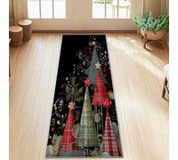 Tapis de couloir pour sapin de Noël, étoile festive, fleur rouge, antidérapant, ne perd pas ses poils pour cuisine, entrée, buanderie, décoration de chevet, 0,6 x 1,5 m