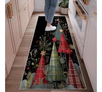 Tapis de couloir pour sapin de Noël, étoile festive, fleur rouge, poils courts pour la maison, la cuisine, la salle de bain, l'entrée, la décoration de chevet, 0,6 x 1,8 m