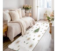 Tapis de couloir pour sapin de Noël, flocon de neige, houx, antidérapant, rectangulaire, ne perd pas ses poils pour cuisine, chevet, entrée, couloir, décoration de couloir, 0,6 x 2,4 m