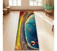 Tapis de couloir rectangulaire antidérapant pour intérieur - Ne perd pas ses poils - Motif ballon de football, confettis dynamiques, stade, stade de célébration - Vert - 0,6 x 1,5 m