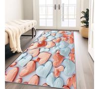 Tapis De Couloir Rose Clair Amour Forme De Cœur Romance 60X240 Cm, Tapis Long Antidérapant pour Entrée Couloir Cuisine Salon, Tapis Rectangulaire Lavable pour Sol Intérieur Maison