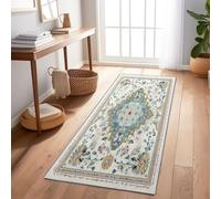 Tapis De Couloir Rose Décorations Artistiques Fleurs Cadres Géométriques 60X150 Cm, Tapis Long Antidérapant pour Entrée Couloir Cuisine Salon, Tapis Rectangulaire Lavable pour Sol Intérieur Maison
