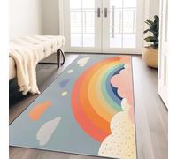 Tapis De Couloir Rose Dessins Animés Arcs-en-Ciel Fleurs 80X240 Cm, Tapis Long Antidérapant pour Entrée Couloir Cuisine Salon, Tapis Rectangulaire Lavable pour Sol Intérieur Maison