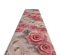 Tapis de couloir rose, tapis romantique - Motif 3D de fleurs de roses - Tapis d'amour pour hôtel/site de mariage/couloir - Tapis d'allée sur mesure