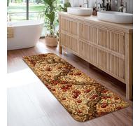 Tapis de couloir rustique bio avec branches et feuilles d'automne - Marron - Tapis antidérapant résistant à la décoloration - Esthétique pour cuisine, porte, entrée, chevet - 0,6 x 1,8 m