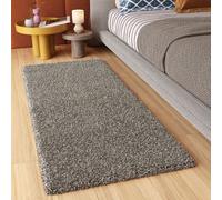 Tapis de couloir Tapis à poils longs Moderne Pont Salon Chambre à coucher Design Doux Gris Unicolore Oekotex 100 x 200 cm