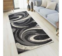 Tapis de couloir Tapis Moderne Pont Salon Chambre à coucher Design Gris Tract d'amiante Motif vagues Oekotex 100 x 500 cm