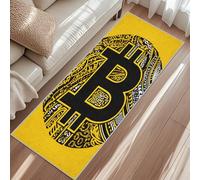 Tapis De Couloir Thème Bitcoin, Tapis De Cuisine Jaune Art Monnaie, Carpet 50x100cm pour Interieur Chambre Hall Passage D'entrée Rugs Buanderie Lavable Antiderapant Poils Ras
