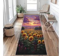 Tapis De Couloir Tournesol, Tapis De Cuisine Champs de Fleurs, 50x120cm Carpet pour Interieur Chambre Hall Passage D'entrée Rugs Buanderie Lavable Antiderapant Poils Ras