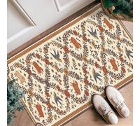 Tapis de couloir traditionnel rustique en forme de mouton, fleurs hirondelles, printemps, crème, antidérapant, ne perd pas ses poils pour cuisine, couloir, buanderie, entrée, décoration 61 x 91 cm