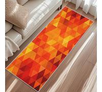 Tapis De Couloir Triangle, Tapis Cuisine Géométrique Rétro 70s, 50 x 150cm Antidérapant Poils Ras Lavable en Machine Carpet pour Passage Buanderie Balcon Rugs