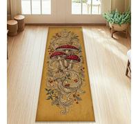 Tapis de couloir vintage avec motif champignons, feuilles d'automne, marron, à poils courts pour intérieur, tapis rectangulaire qui ne perd pas ses poils pour cuisine, entrée, chevet, buanderie, 0,6 x