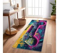 Tapis De Couloir Violet Jeux Vidéo Manettes De Jeu Graffitis 60X150 Cm, Tapis Long Antidérapant pour Entrée Couloir Cuisine Salon, Tapis Rectangulaire Lavable pour Sol Intérieur Maison