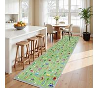 Tapis de Couloir Voiture Enfant, Tapis Couloir Long Circuit Voiture Route Ville Éducatif 50x240 cm Antidérapant et Lavable, Doux Poil Ras Descente de Lit pour Chambre, Cuisine, Salon, Entrée