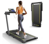 Tapis de Course 2 en 1,Vitesse maximale 16 km/h,2.5HP,Tapis Roulant électrique Pliant,Extra Large 42cm, Double écran LED, 12 programmes de Course,Mesure de la fréquence Cardiaque