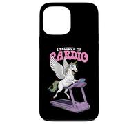 Tapis de Course Amusant avec Licorne I Believe in Cardio Training Coque pour iPhone 13 Pro Max