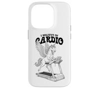 Tapis de Course Amusant avec Licorne I Believe in Cardio Training Coque pour iPhone 14 Pro